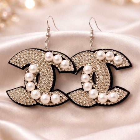 Handmade Jewelry Pearl Crystal Statement Earrings